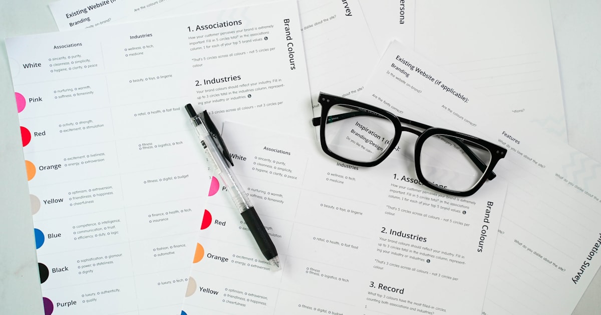 a pair of glasses sitting on top of a pile of paper