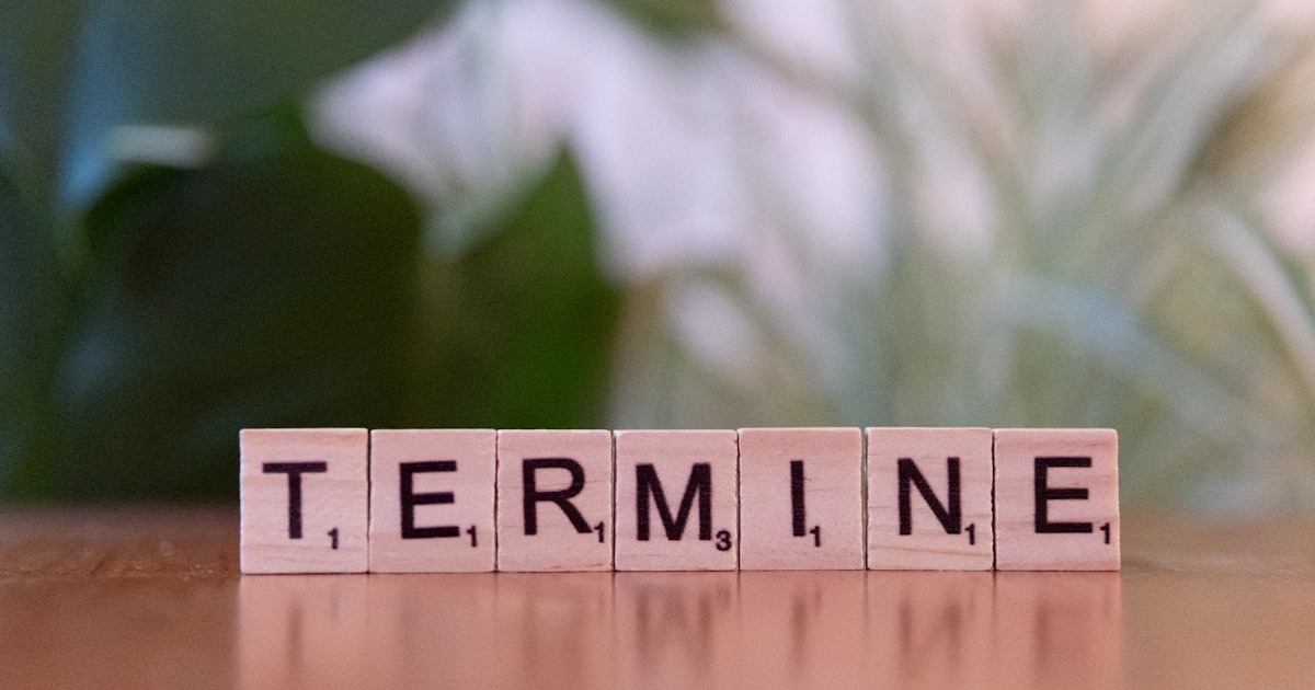 A scrabble type block spelling the word termine