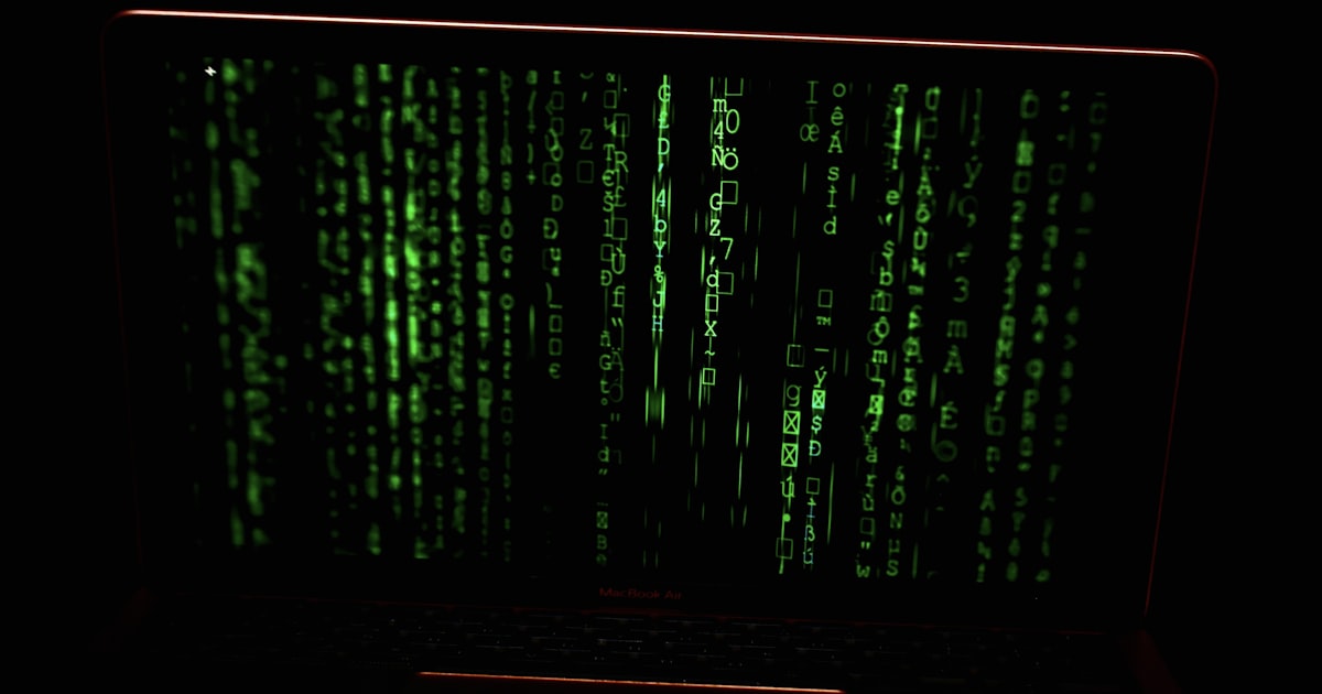 a computer screen with green lights