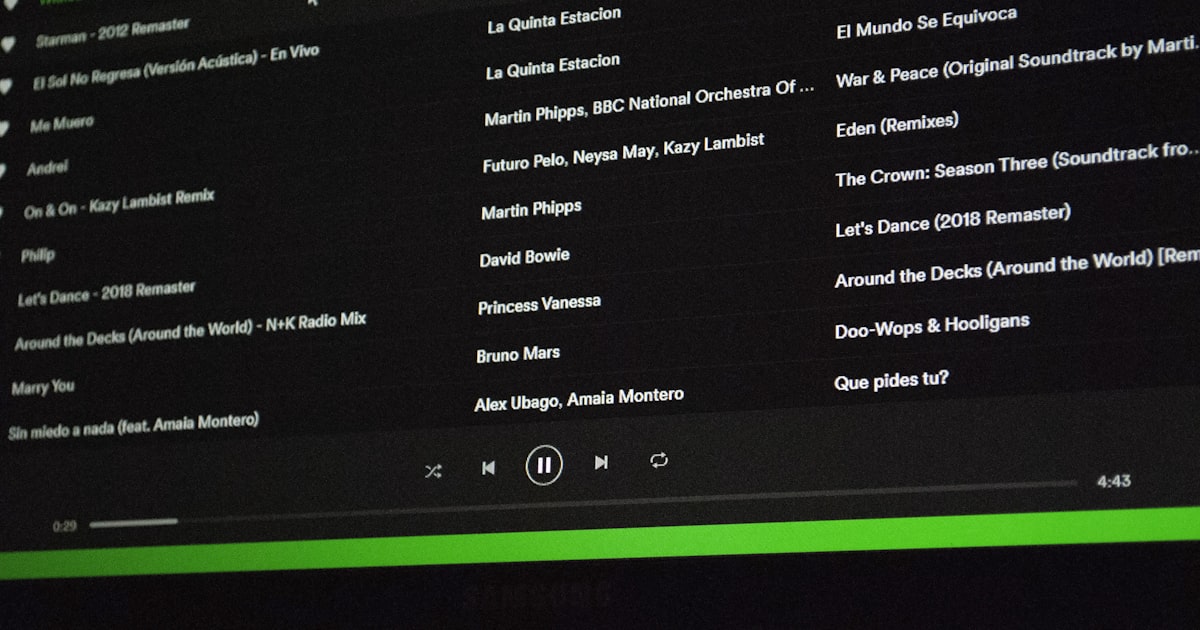 a computer screen with a bunch of music on it