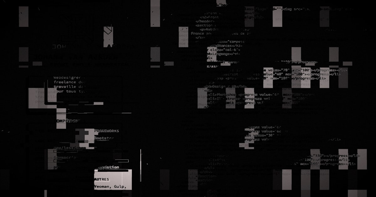 Abstract glitch art with digital code fragments