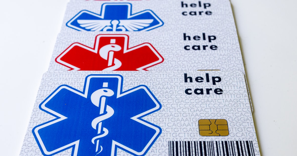 A medical id card with medical symbols on it