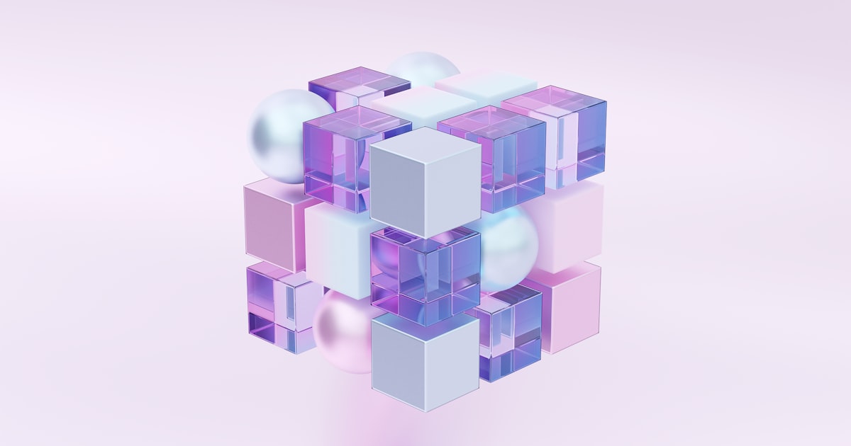 a stylized image of a cube with many smaller cubes