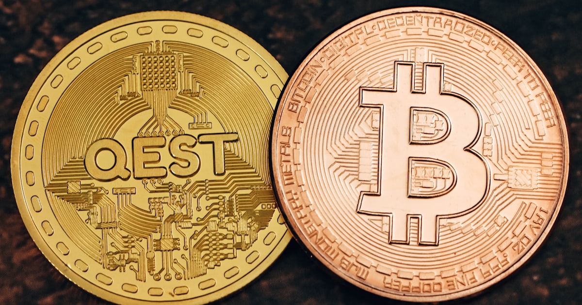 a bitcoin and a bitcoin on a table