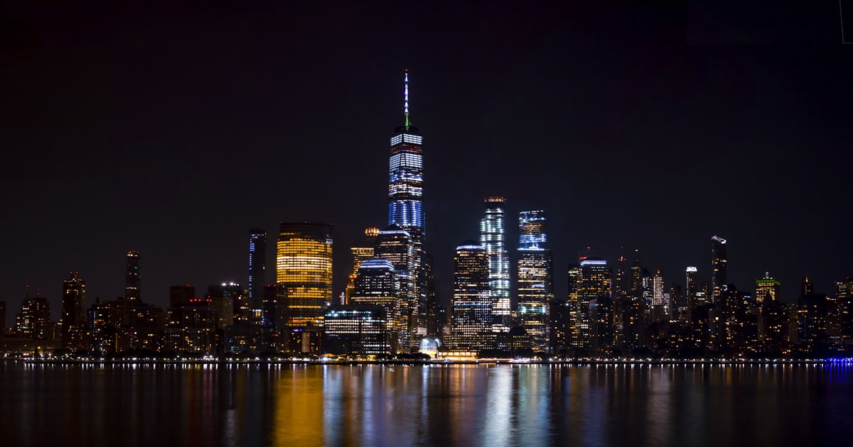 cityscape with lights at night