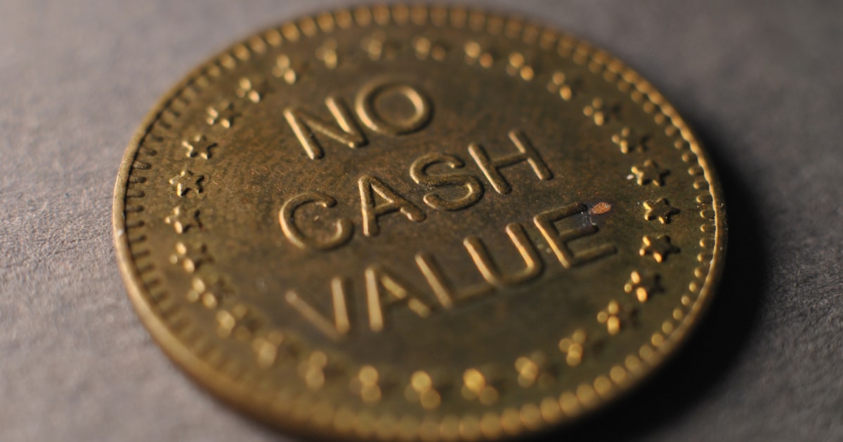 A close up of a coin on a table