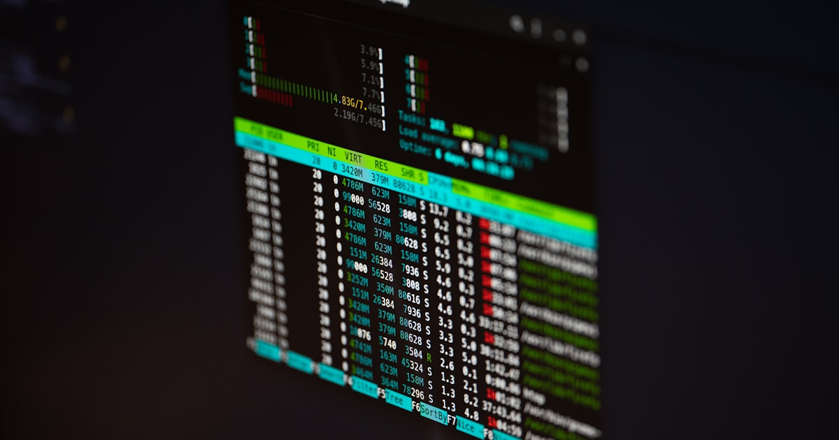 a computer screen with a lot of data on it