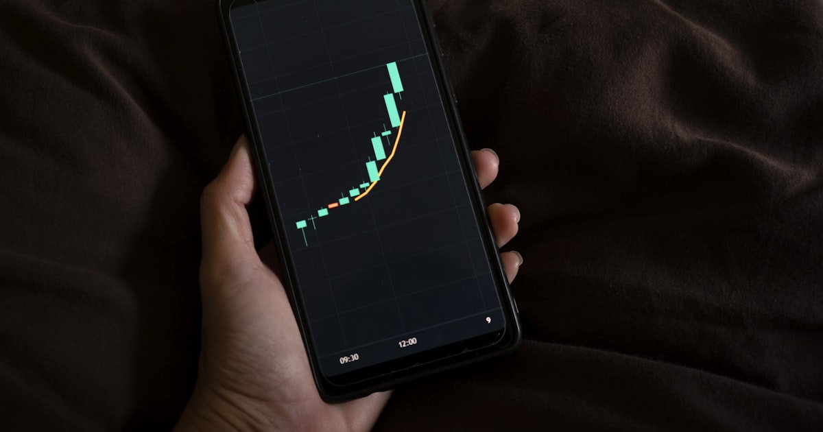 a person holding a cell phone with a chart on the screen