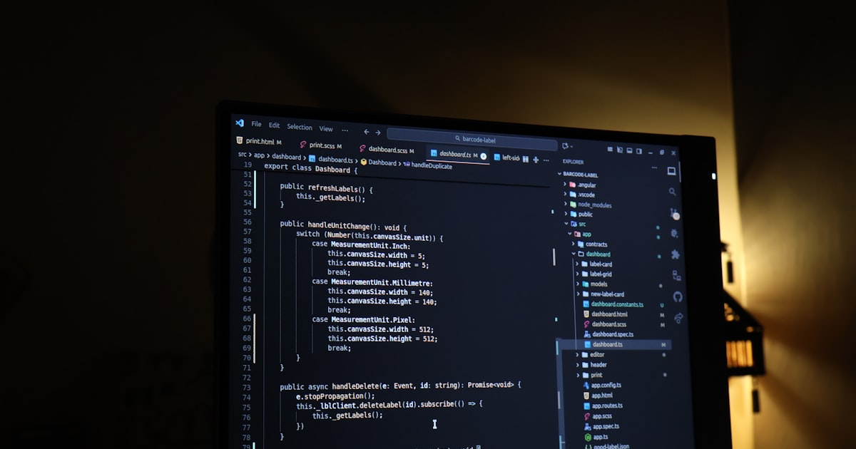 Computer screen displaying lines of code