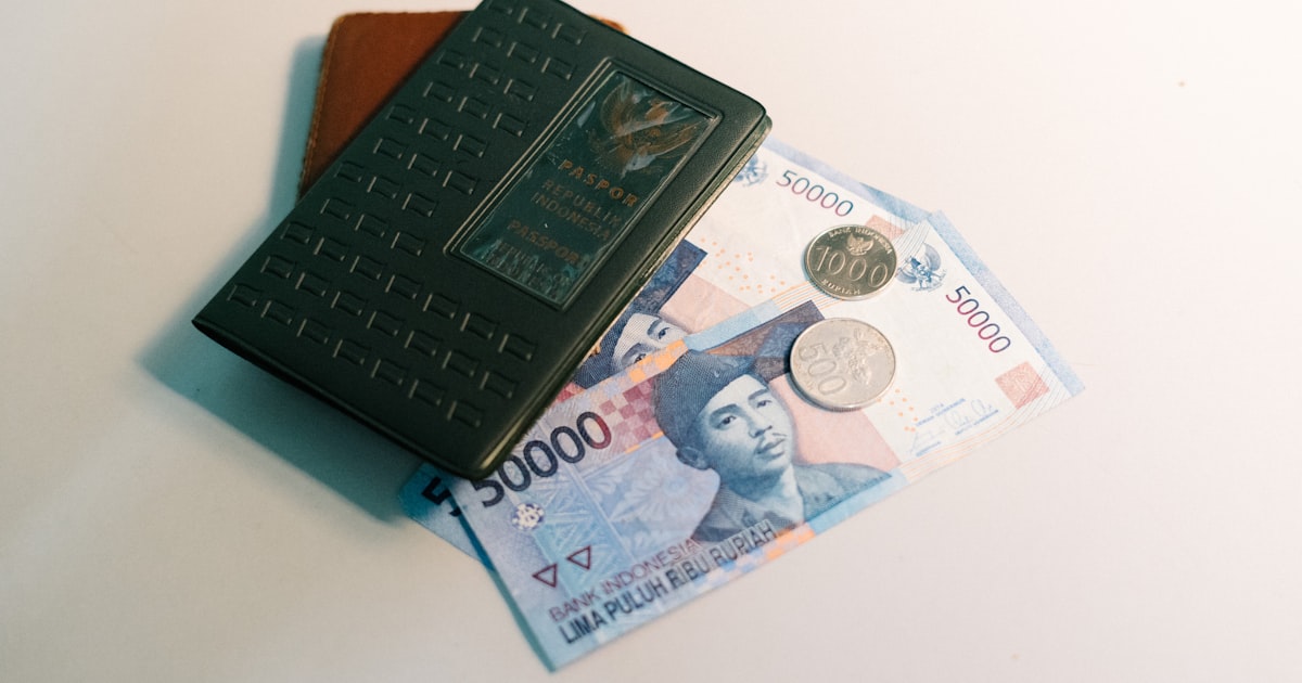 banknote and Passport on white panel