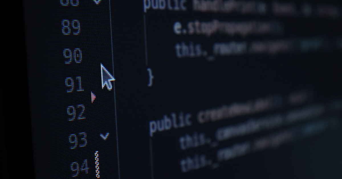Computer code on a dark screen with line numbers.