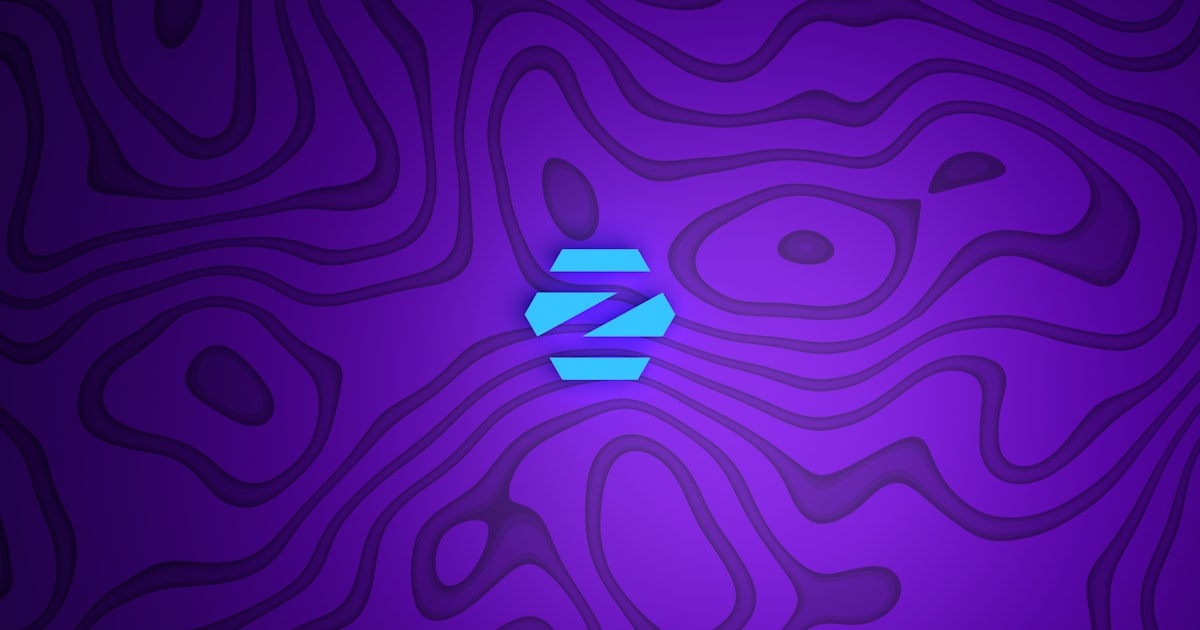 a purple background with a blue z logo