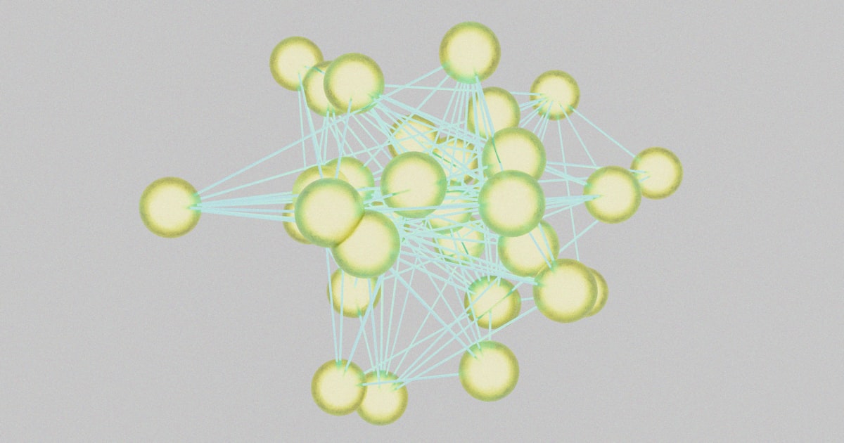 A computer generated image of a cluster of spheres