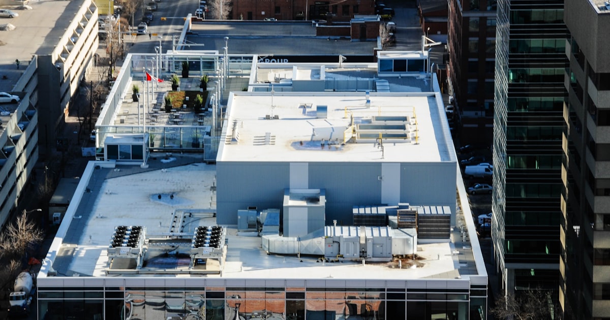 Rooftops of modern buildings in a city