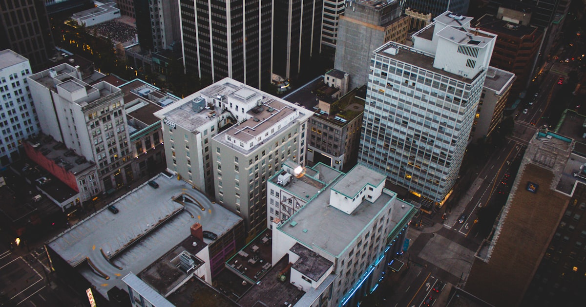 high angle photo of buildings