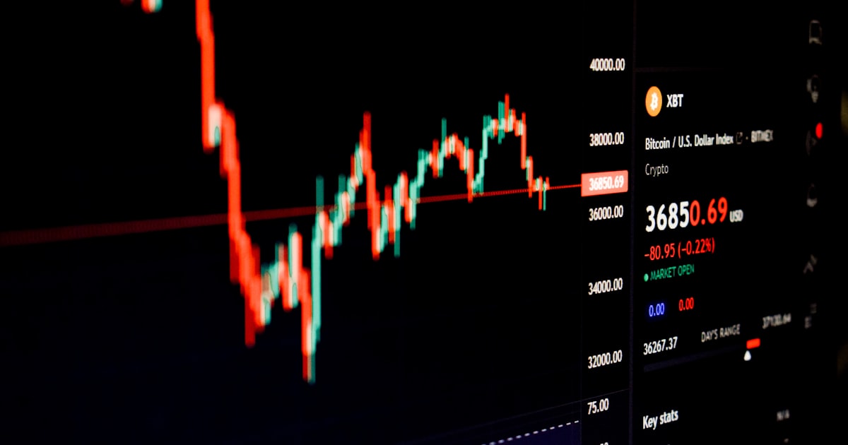 a computer screen displaying a stock market chart