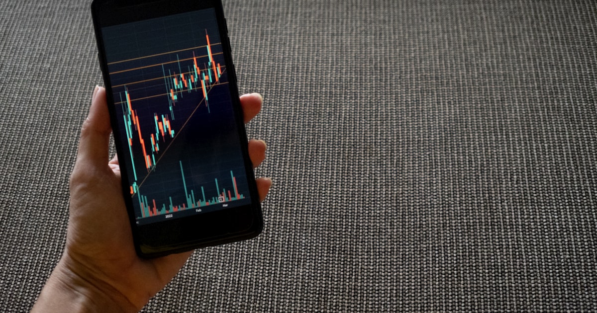 a person holding a cell phone with a chart on the screen
