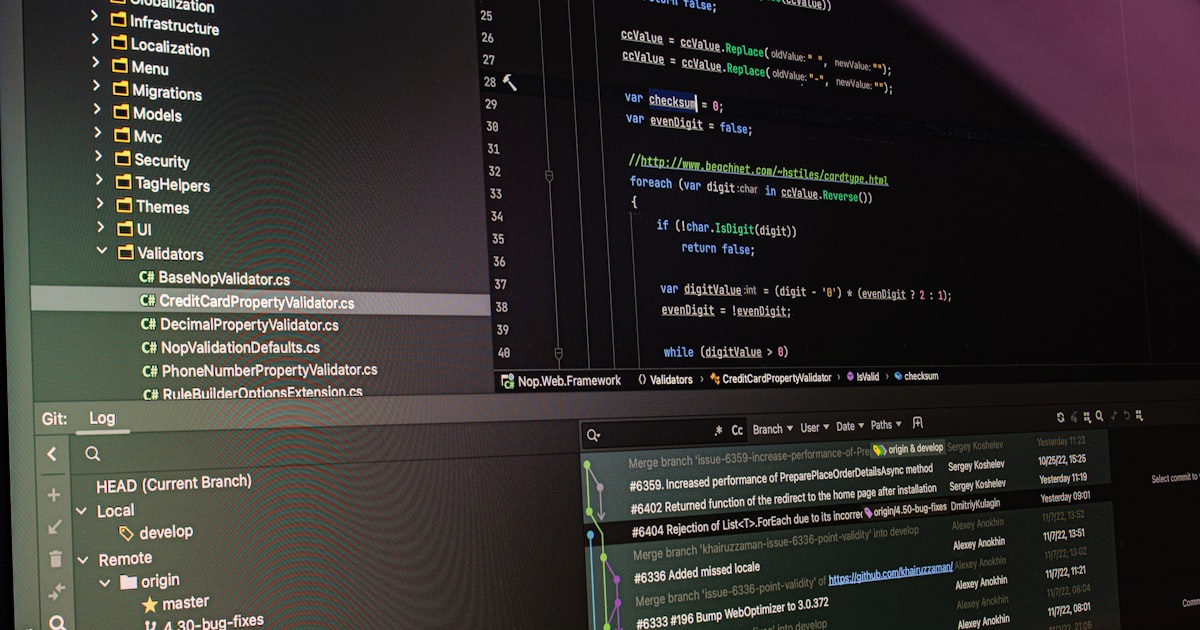 Computer screen displaying lines of code