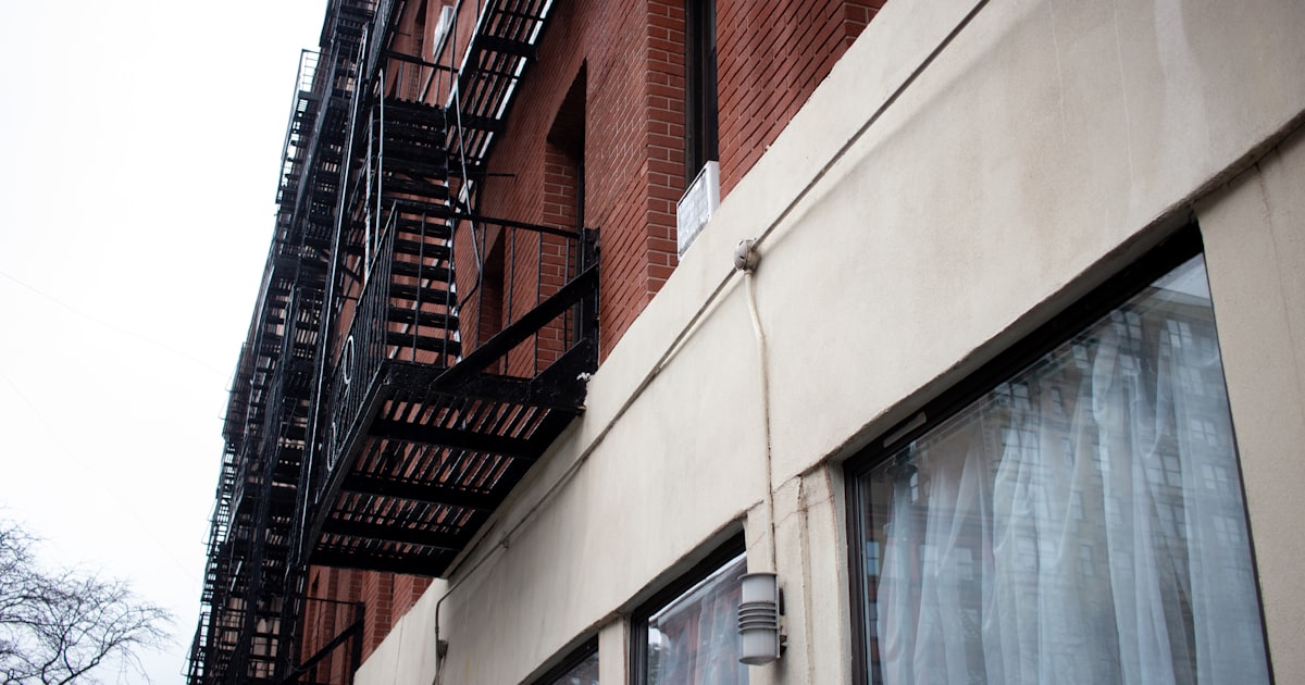 a fire escape on the side of a building