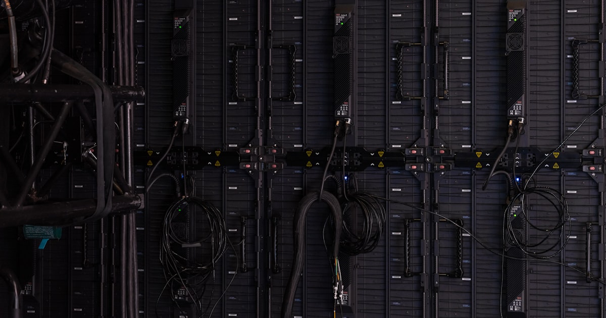 a close-up of a server room