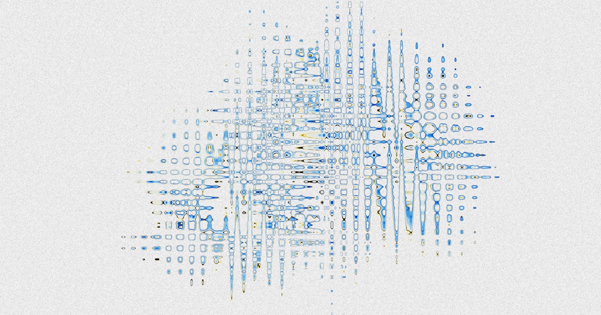 Abstract blue pattern on a textured white background.