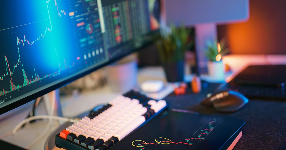 Stock market data displayed on a computer screen.