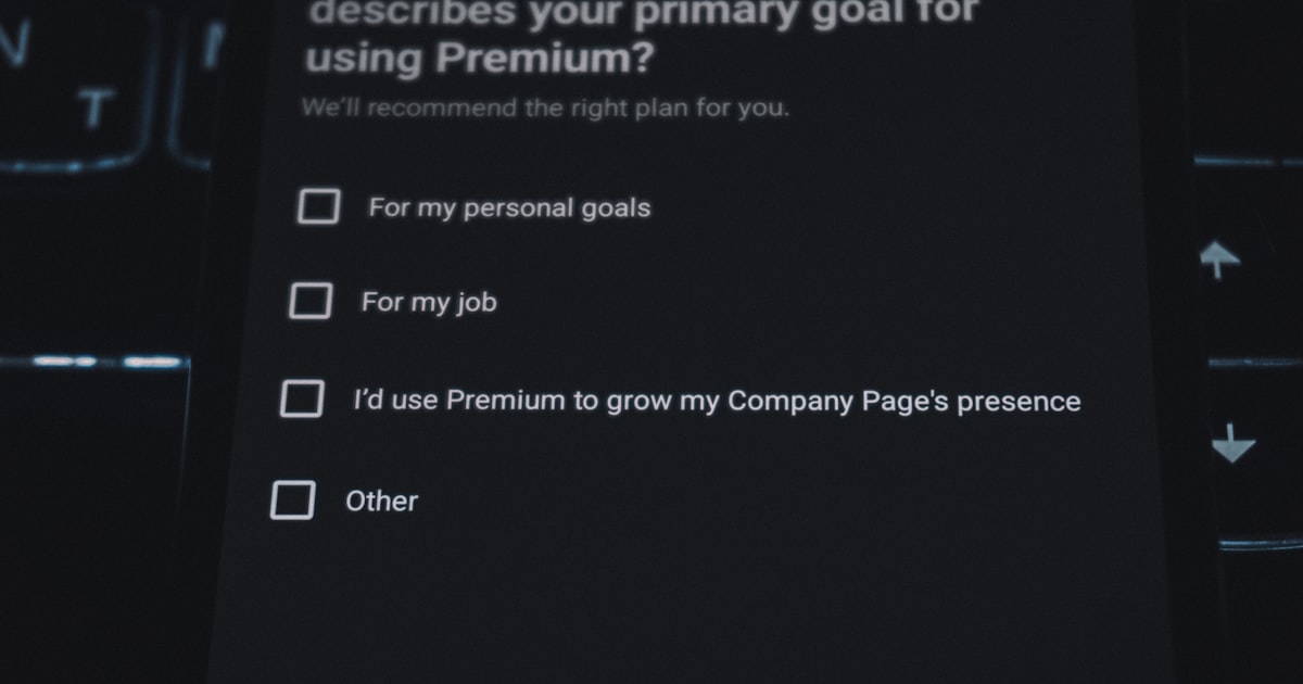 Survey asking about premium subscription goals.