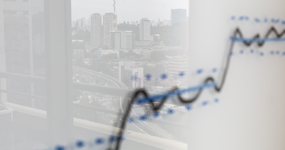 City skyline reflected on a graph