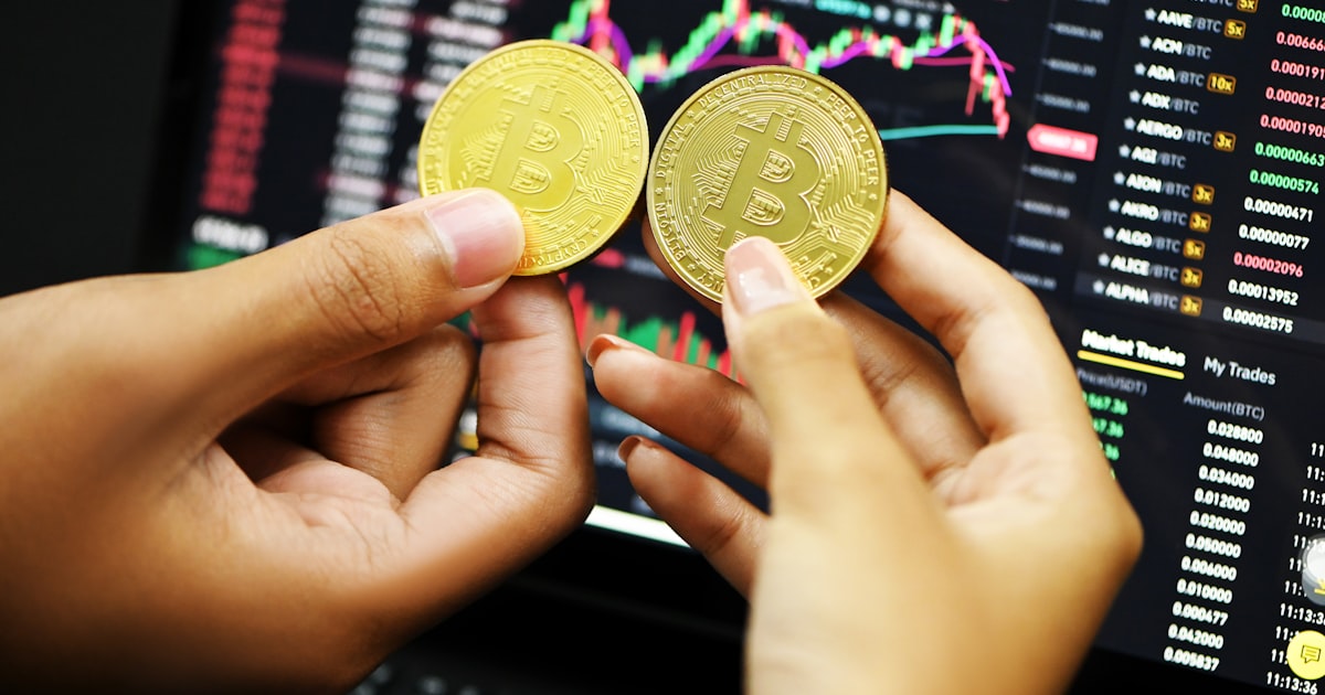 person holding gold round coin