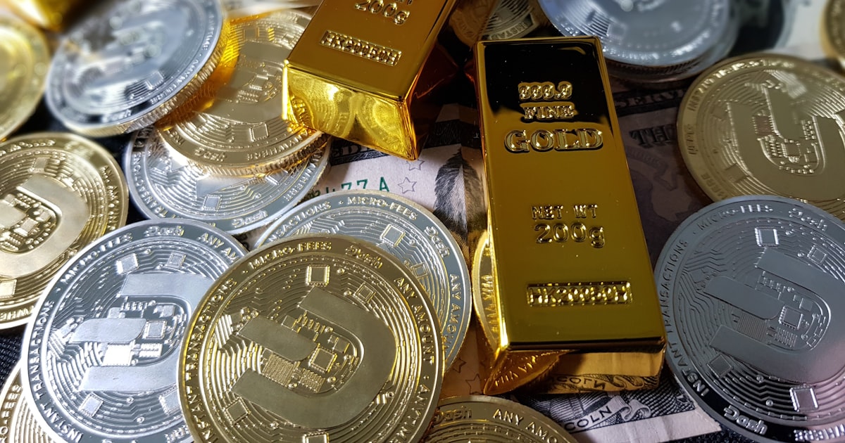 a pile of gold and silver coins