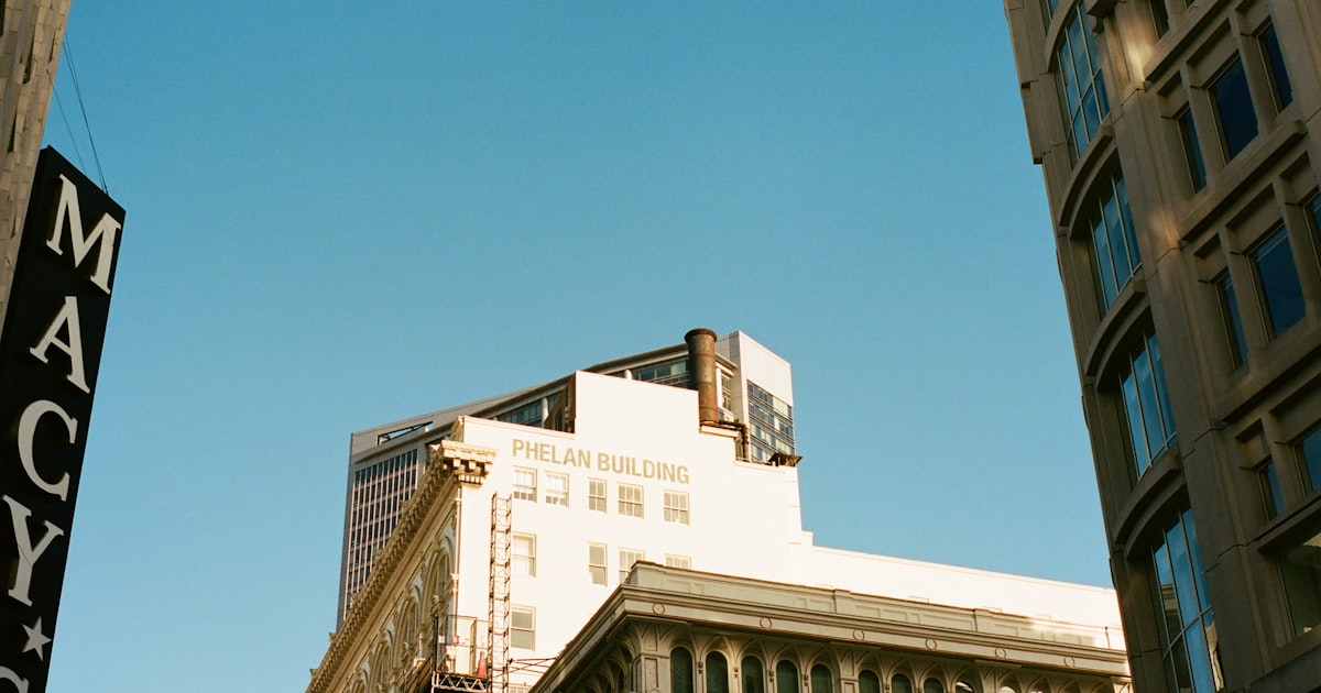 a view of a building from the ground