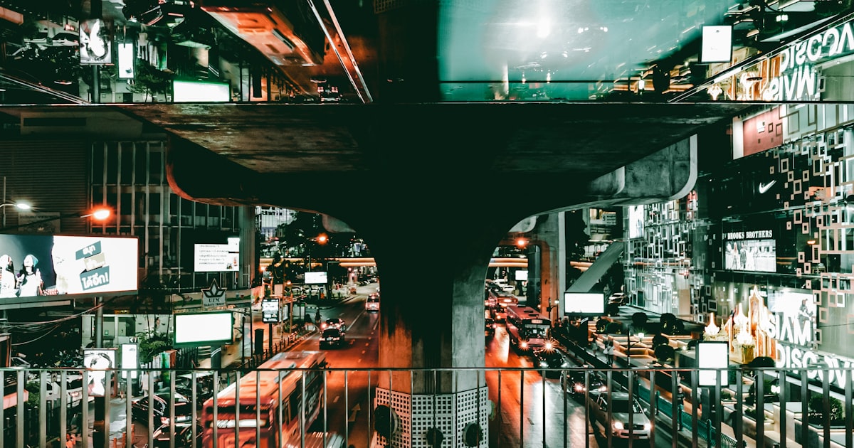vehicles on highway during night