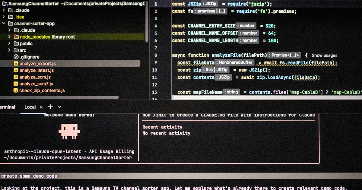 Computer screen displaying code and project files