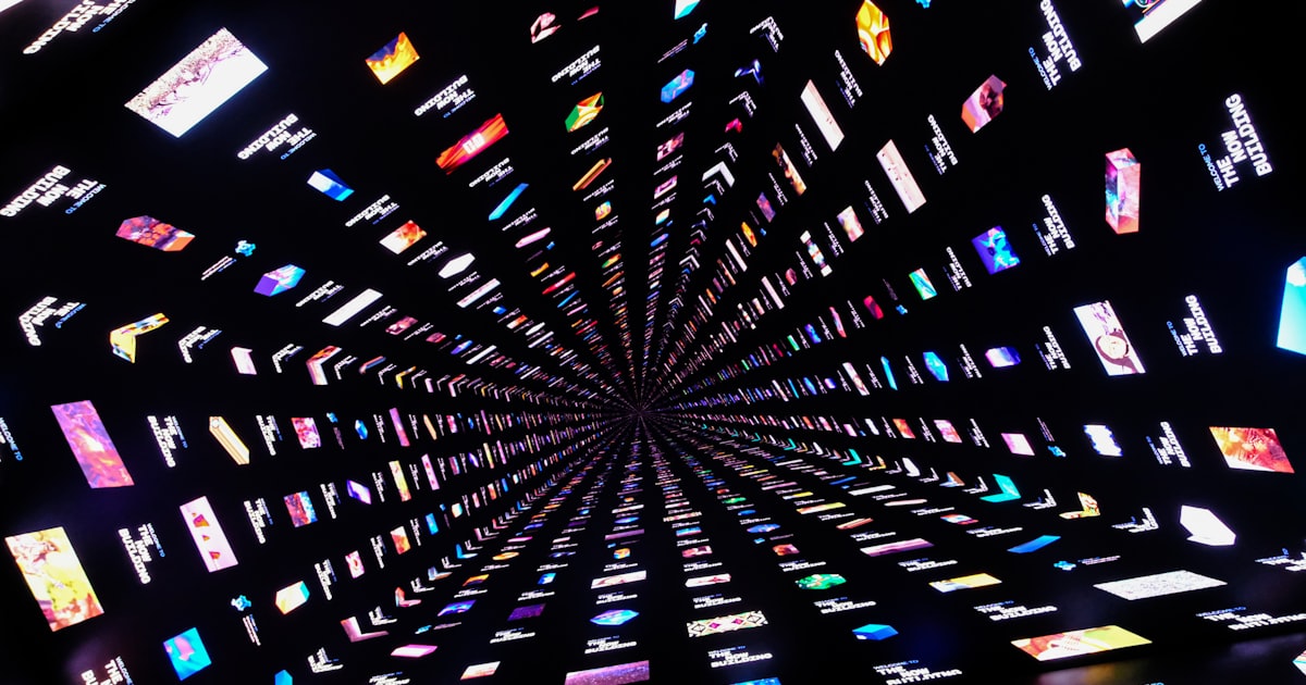 a very large display of many different types of tvs