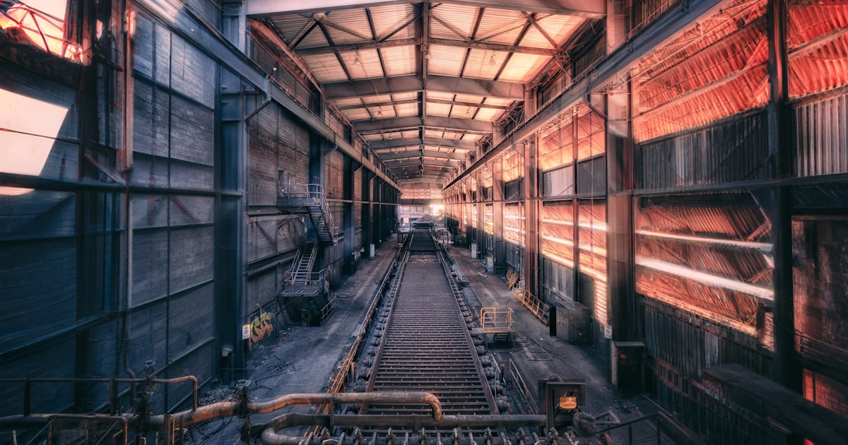 a train station with several trains