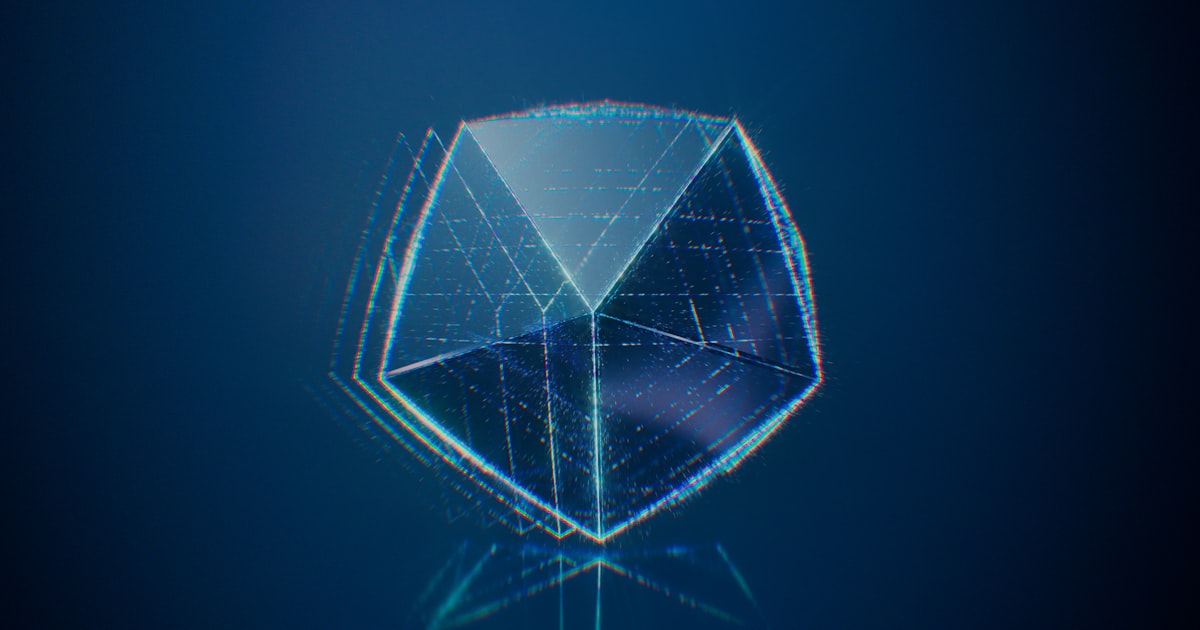 A glass object with a blue background
