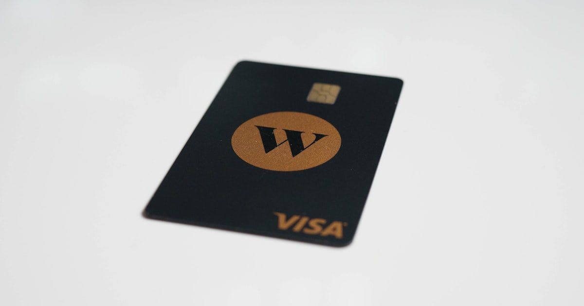 a close up of a visa card on a table