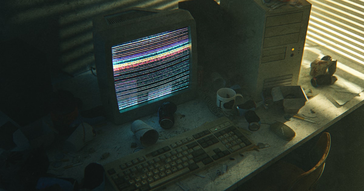 a desktop computer sitting on top of a wooden desk