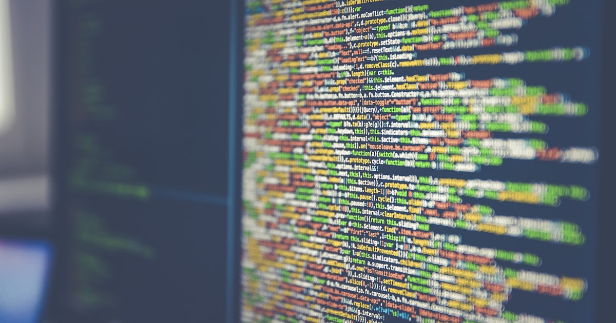 Colorful software or web code on a computer monitor