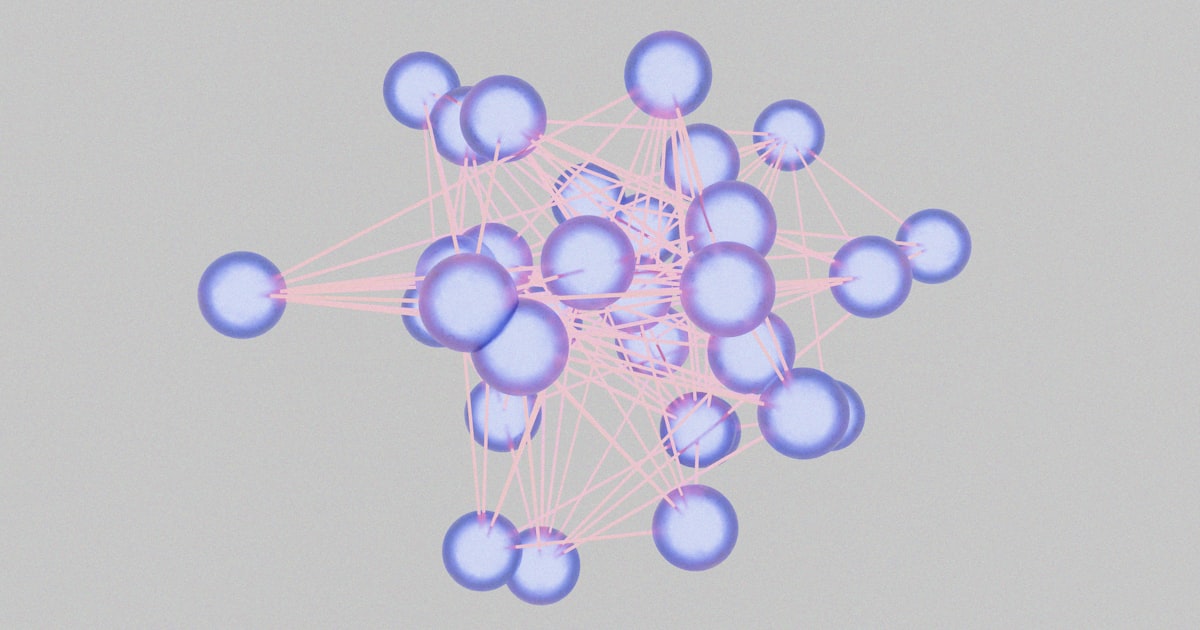 A computer generated image of a cluster of spheres