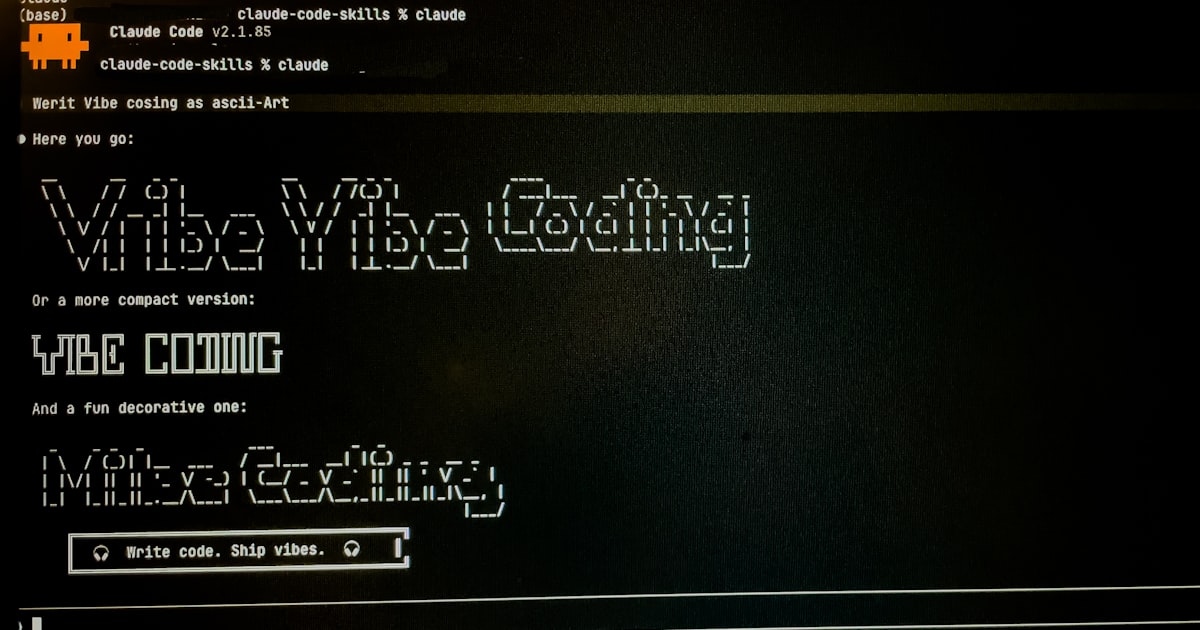Computer screen displays "vibe vibe coding" text.