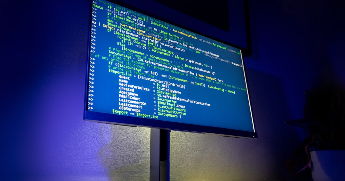 Code is displayed on a computer screen.