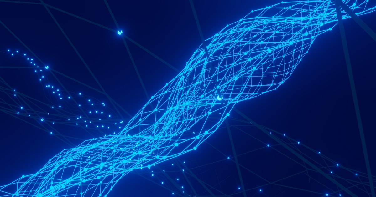 a blue abstract background with lines and dots