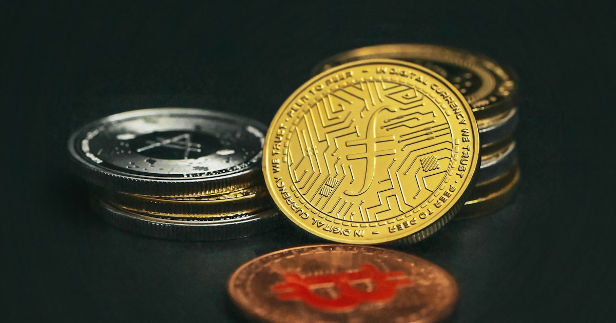 a pile of coins sitting on top of a table