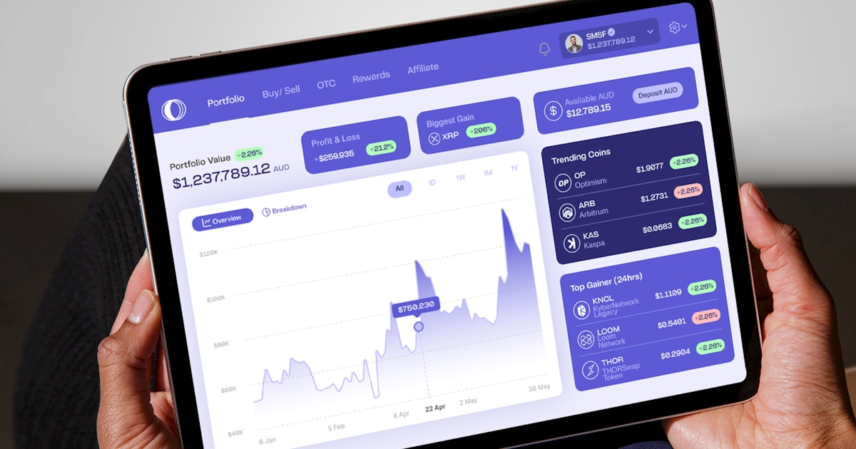 a person holding a tablet displaying a stock chart