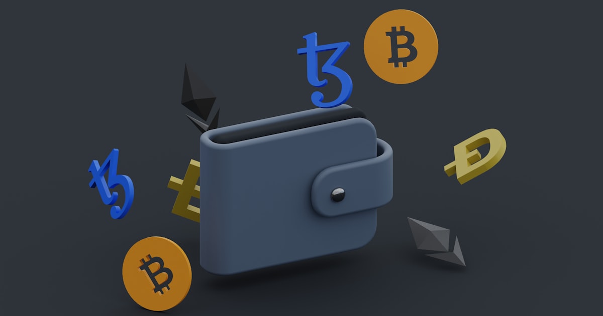 a wallet with bitcoins falling out of it