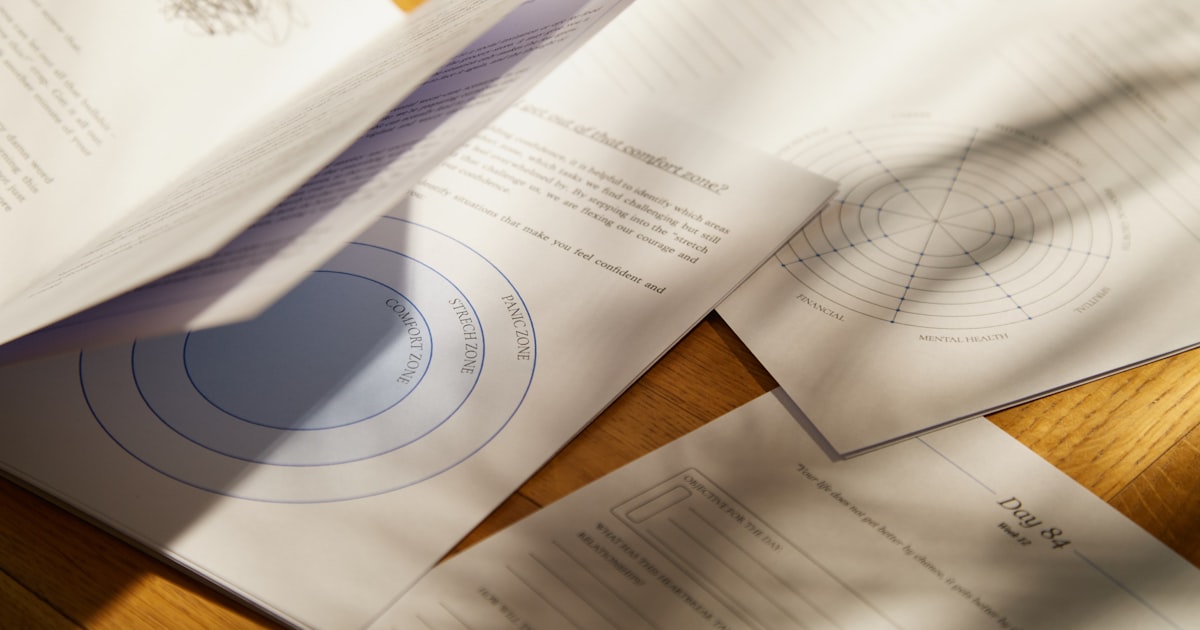 a close up of papers on a wooden table