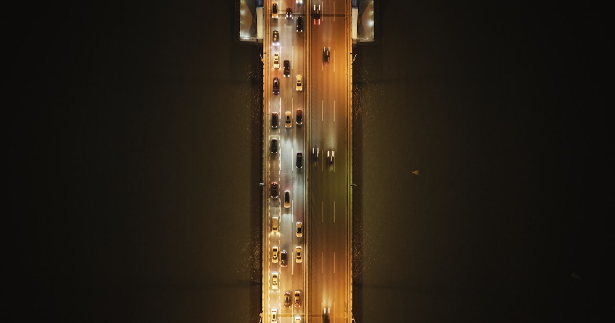 aerial view of city during night time