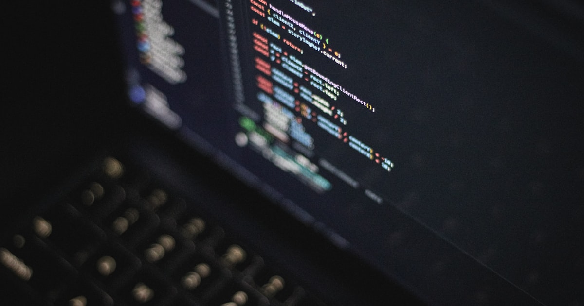 Computer screen displaying colorful code