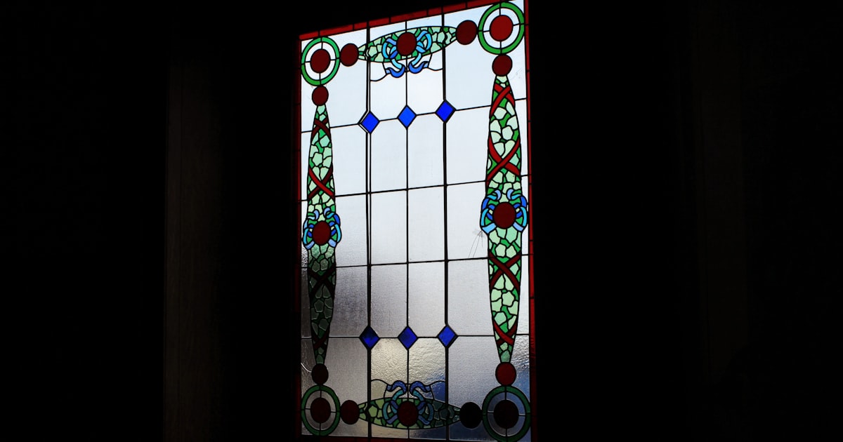 white and red floral window